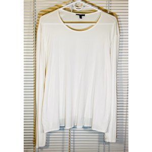 Eileen Fisher Woman Silk Round Neck Long Sleeve Top in Cream, Size 2X, Like New